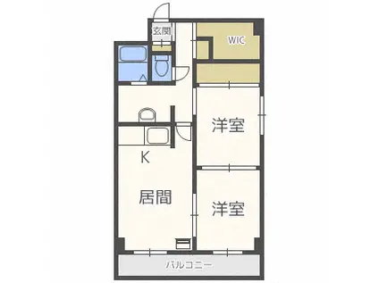 琴似コーポ山竹 KOTONI CORPO YAMATAKE(2SLDK/7階)の間取り写真