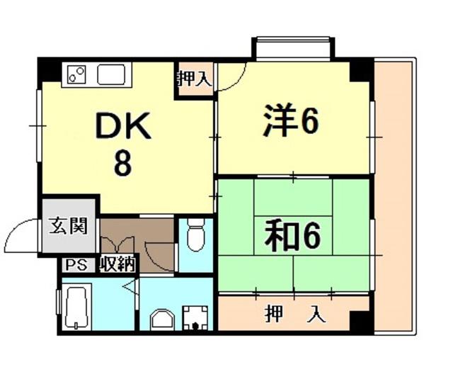 ハイム下村(2DK/2階)の間取り写真