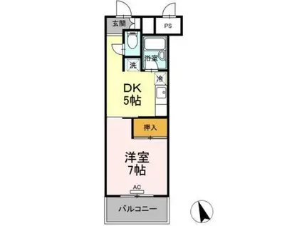 サンラフォーレ花北(1DK/4階)の間取り写真