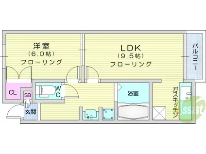 ハピネスTORINO2(1LDK/2階)の間取り写真
