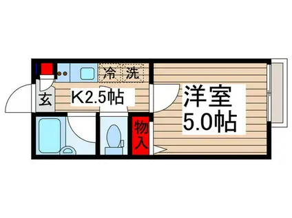 ヒルサイド清瀬(1K/2階)の間取り写真