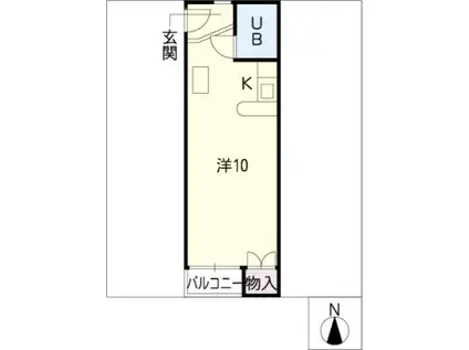 アーバンハイツ勝川(ワンルーム/2階)の間取り写真