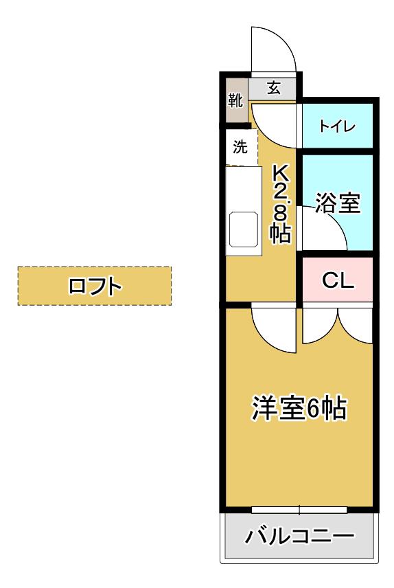 ロイヤルヒルズ木町II(1K/4階)の間取り写真