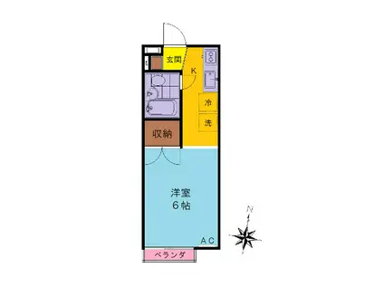 ベルシオン志津(ワンルーム/1階)の間取り写真