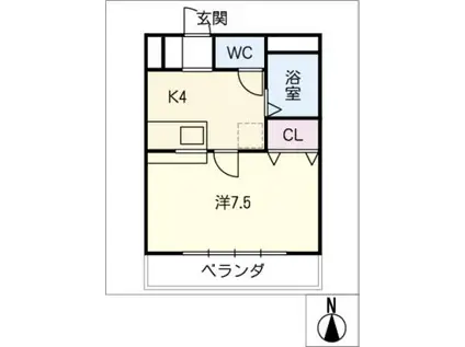 ミキスクェア北野(1K/3階)の間取り写真