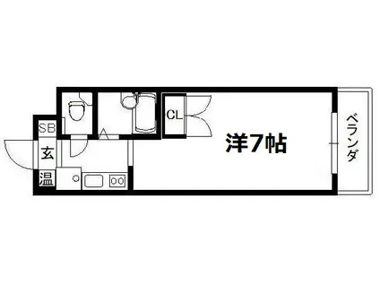 ロイヤルコート京田辺(1K/1階)の間取り写真