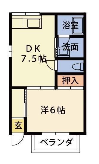 石井ハイツ(1DK/1階)の間取り写真