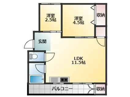 コーポ木の本(2LDK/1階)の間取り写真