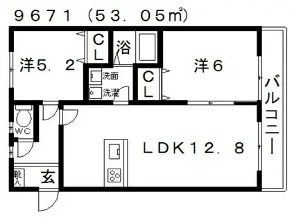 アッツ・コート松原三宅FAMILIAR北館(2LDK/1階)の間取り写真