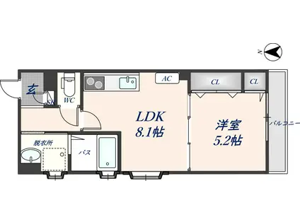 ラモーナ諸福II(1LDK/1階)の間取り写真