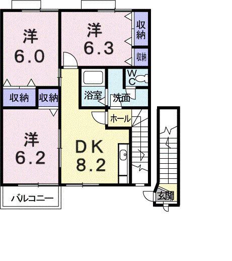 プレッソ新川(3DK/2階)の間取り写真
