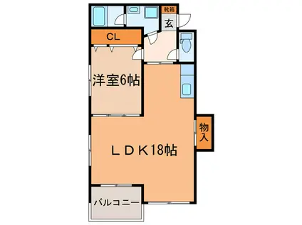 第2カーサエンショウ(1LDK/3階)の間取り写真
