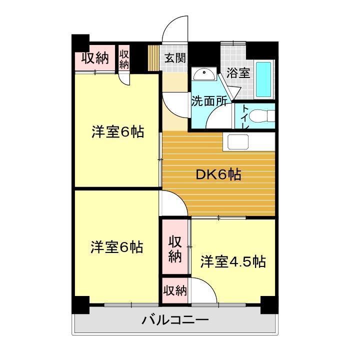ガーデンコート井堀(3DK/5階)の間取り写真
