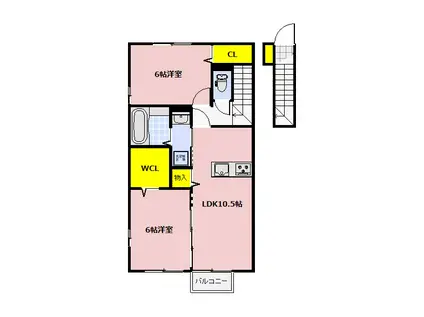 アクシィヴIII(2LDK/2階)の間取り写真