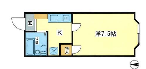 サンハイツ八代(1K/1階)の間取り写真