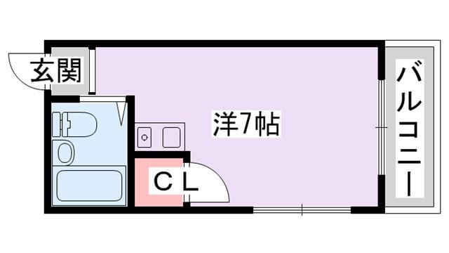 千功ハイツ(ワンルーム/3階)の間取り写真