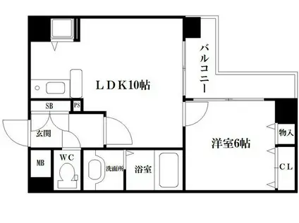 ディアコート島之内(1LDK/4階)の間取り写真