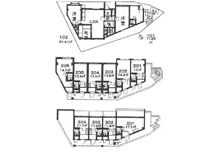 シティメイト芦屋(ワンルーム/2階)の間取り写真