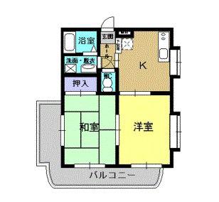LA FORET FUKUMOTO(2K/2階)の間取り写真