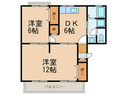 メゾン・ド・ヴィラージュ(2DK/1階)の間取り写真