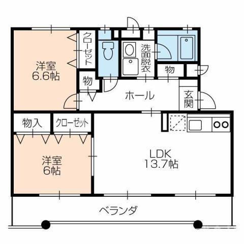 アヴァンセ山本(2LDK/1階)の間取り写真