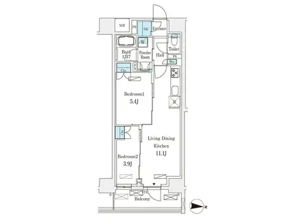 ロイジェントパークス押上錦糸町(2LDK/4階)の間取り写真