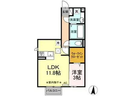 クレシェンテHR(1LDK/1階)の間取り写真