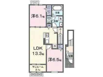 グローティール A(2LDK/2階)の間取り写真