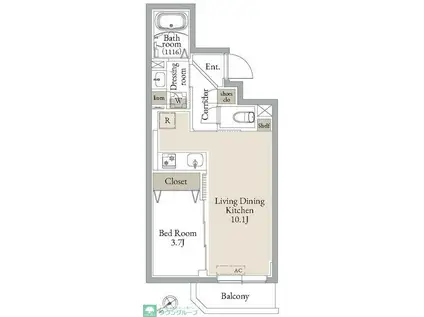 ルネサンスコート門前仲町(1LDK/2階)の間取り写真