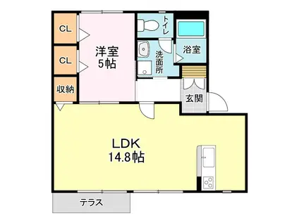 ドミール21(1LDK/2階)の間取り写真