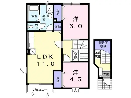 シャルムSII(2LDK/2階)の間取り写真