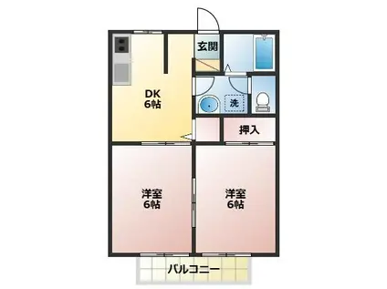 パナハイツ秋山(2DK/1階)の間取り写真