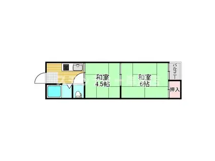 第三万代マンション(2DK/1階)の間取り写真