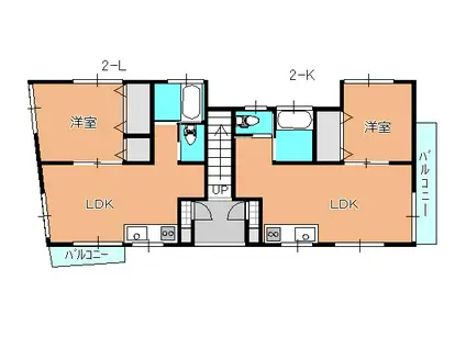 ハイツH2O II(1LDK/2階)の間取り写真