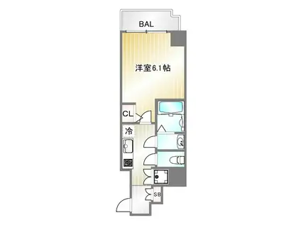 ワールドアイ神戸ウエスト(1K/13階)の間取り写真