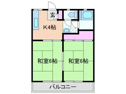 西田ハイツ(2K/2階)の間取り写真