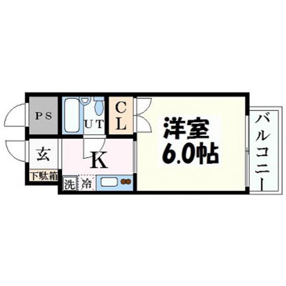 ヴェルコート上幟(1K/3階)の間取り写真