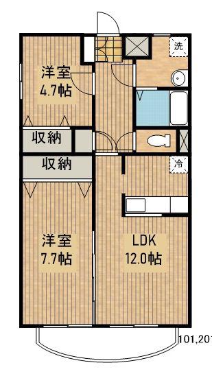 アルソ本宮(2LDK/3階)の間取り写真