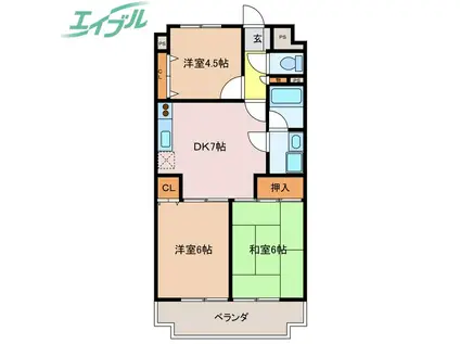 エスペランサ磯部(3DK/1階)の間取り写真