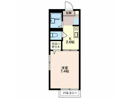 プリムローズA(1K/2階)の間取り写真