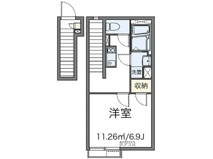 てんまや(1K/2階)の間取り写真