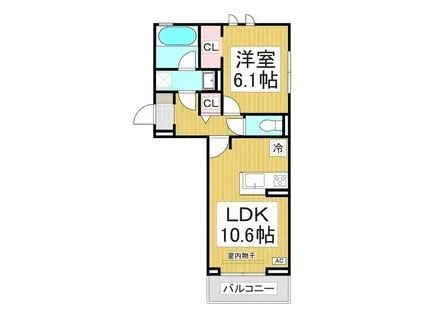 ヘシレ中御所(1LDK/3階)の間取り写真