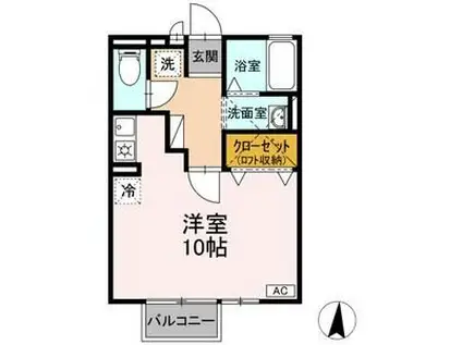 シャルム(ワンルーム/2階)の間取り写真