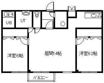 カトレアハイツ(2LDK/3階)の間取り写真