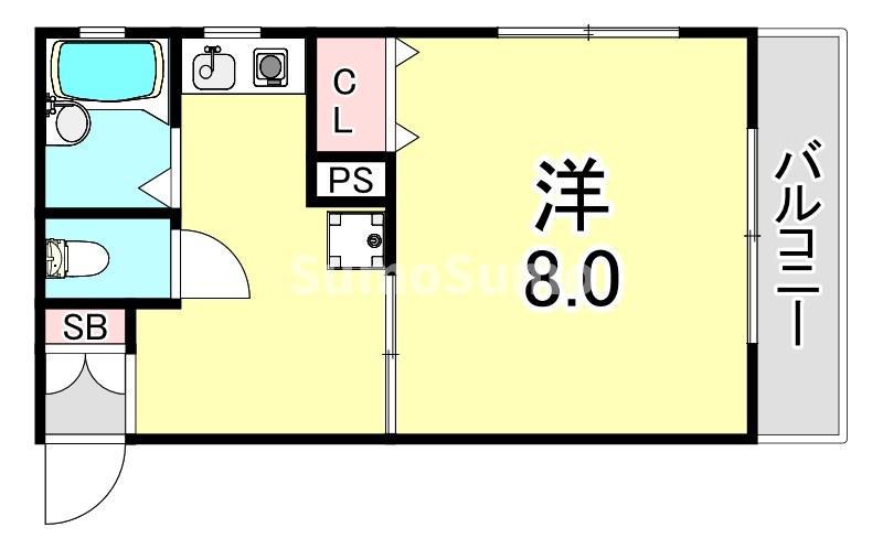 ラックコウベ(1K/1階)の間取り写真