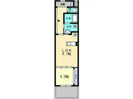 リンヒナーノH(1LDK/4階)の間取り写真