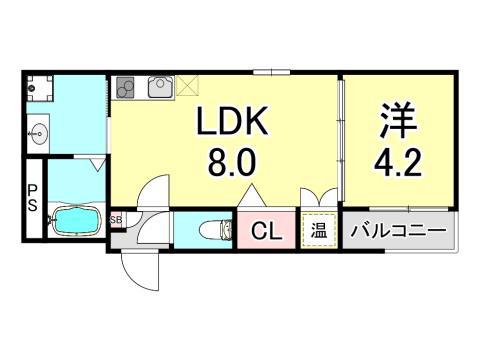 MAXIV CITY神戸鷹取 DUE(1LDK/1階)の間取り写真