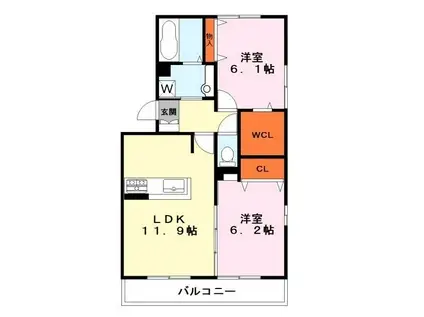 ESPOIR(2LDK/1階)の間取り写真