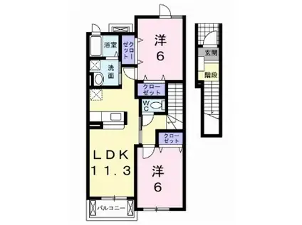 セレーノC(2LDK/2階)の間取り写真