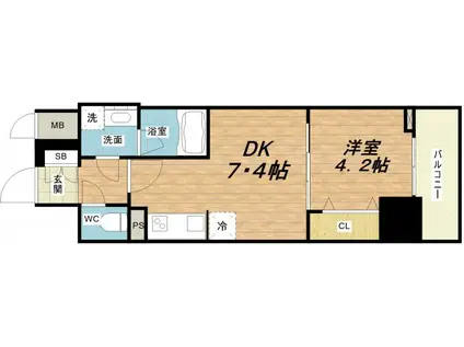 RISING MAISON 本町橋(1DK/3階)の間取り写真